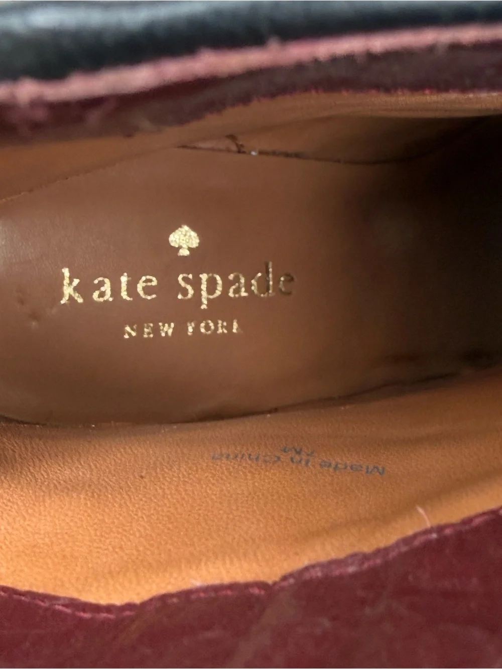 KATE SPADE NEW YORK Boot Dalton Boots Burgundy Leather White Floral Embroidery